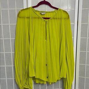 Zara Bright Yellow Pleated Blouse